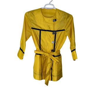 Zac‎ Posen Target Rain Coat Womens Small Yellow Belted Trench Metal Clasp Twee